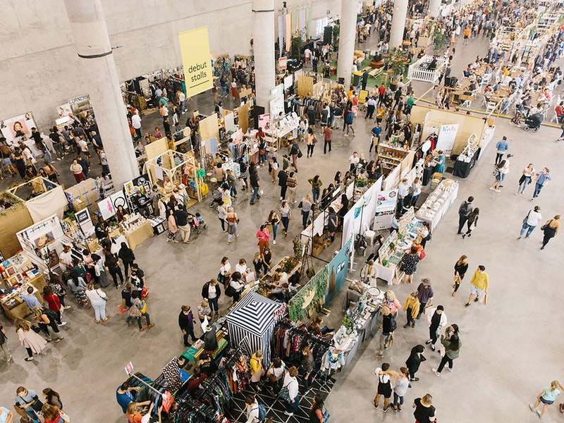 Aerial image of market stalls
